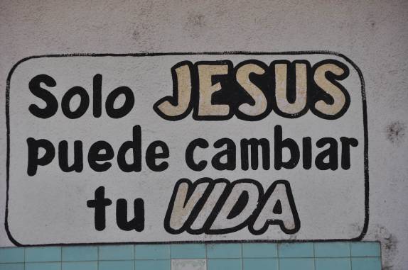 As igrejas evangélicas são muito fortes em toda a Guatemala (em San Pedro la Laguna, no lago Atitlán)